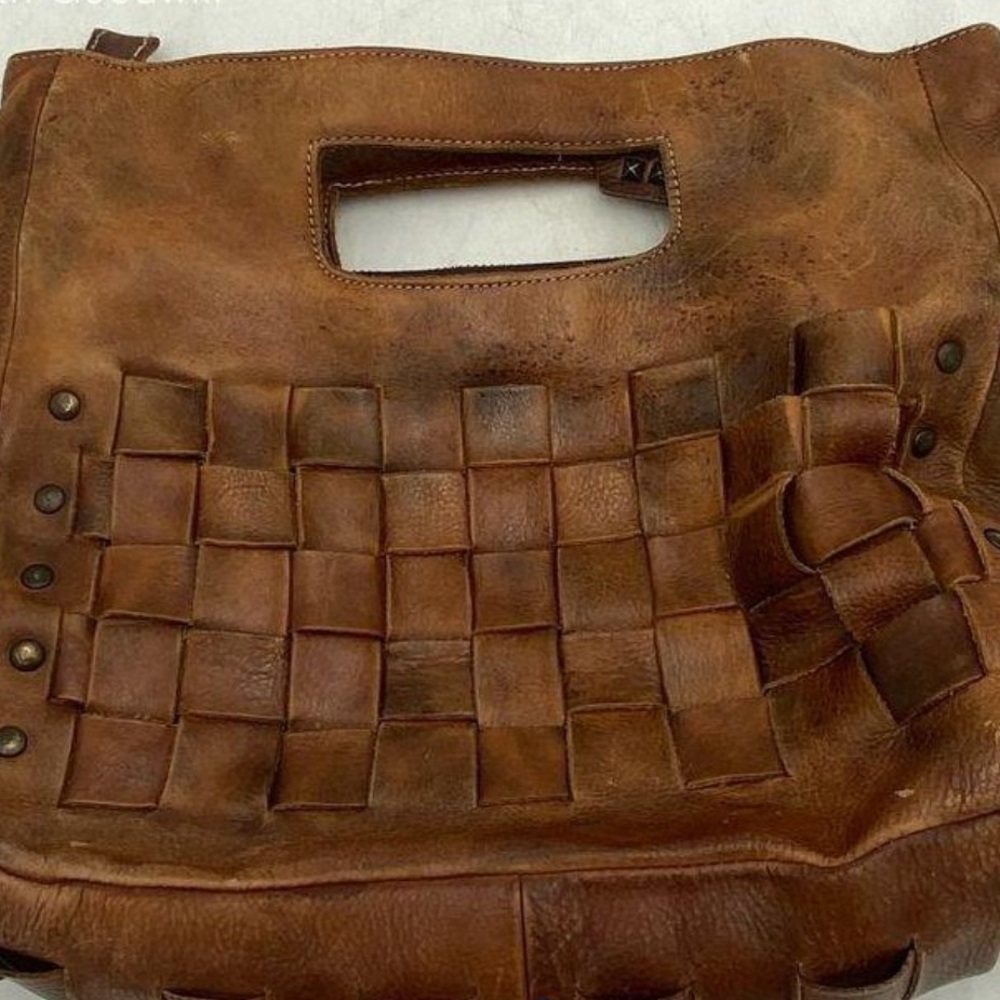 Women’s Bed Stu Orchid Stylish Woven Distressed Brown Leather Bag - Picture 2 of 5